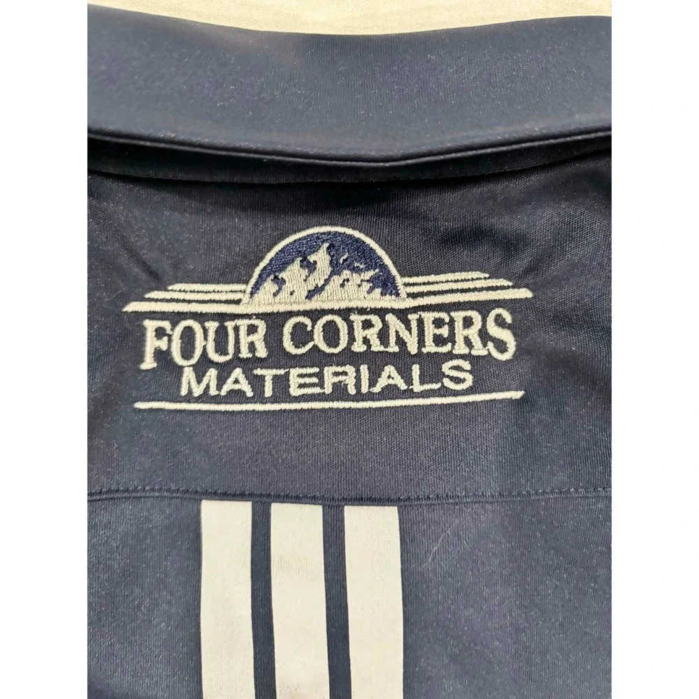 Adidas Mens Navy Blue Short Sleeve Performance Polo Shirt Four Corners Materials
